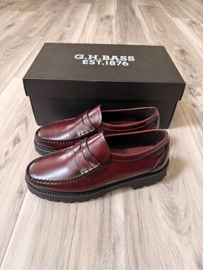 G.H. Bass Weejuns Grace Super Lug Loafers Wine Leather NWB Women’s 7.5